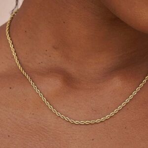 GLD Rope Necklace in Yellow Gold 2 mm  20 inch